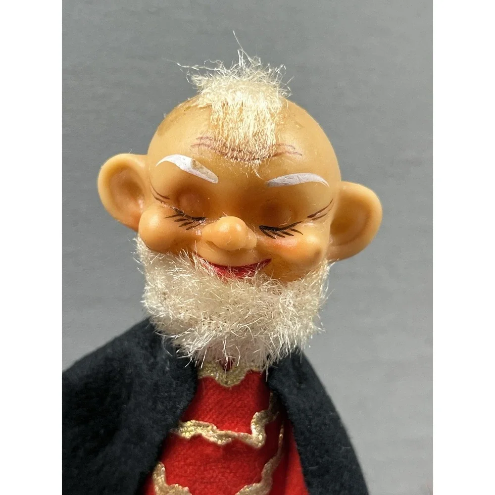 Vintage Christmas Pixie Elf 3 Wisemen 3 Kings Brite Star Plastic Face Japan RARE